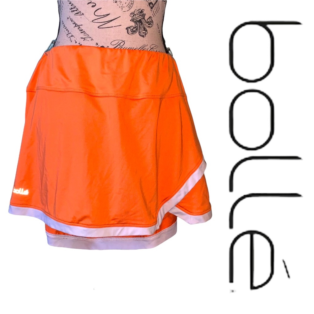 Bollé Orange Tennis Skirt With White Outline Size Large Athleisure